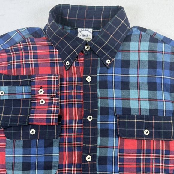Brooks Brothers Patchwork Plaid‎ Flannel Shirt Men's S Multicolor Tartan Wool - Picture 1 of 8